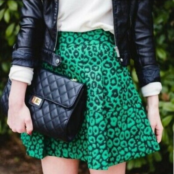 Banana Republic Leopard Print Skirt – Green & Black, Lined, Worn Once - Picture 1 of 3